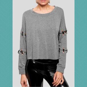 Generation Love Lace Up Sleeve Cropped Sweatshirt
